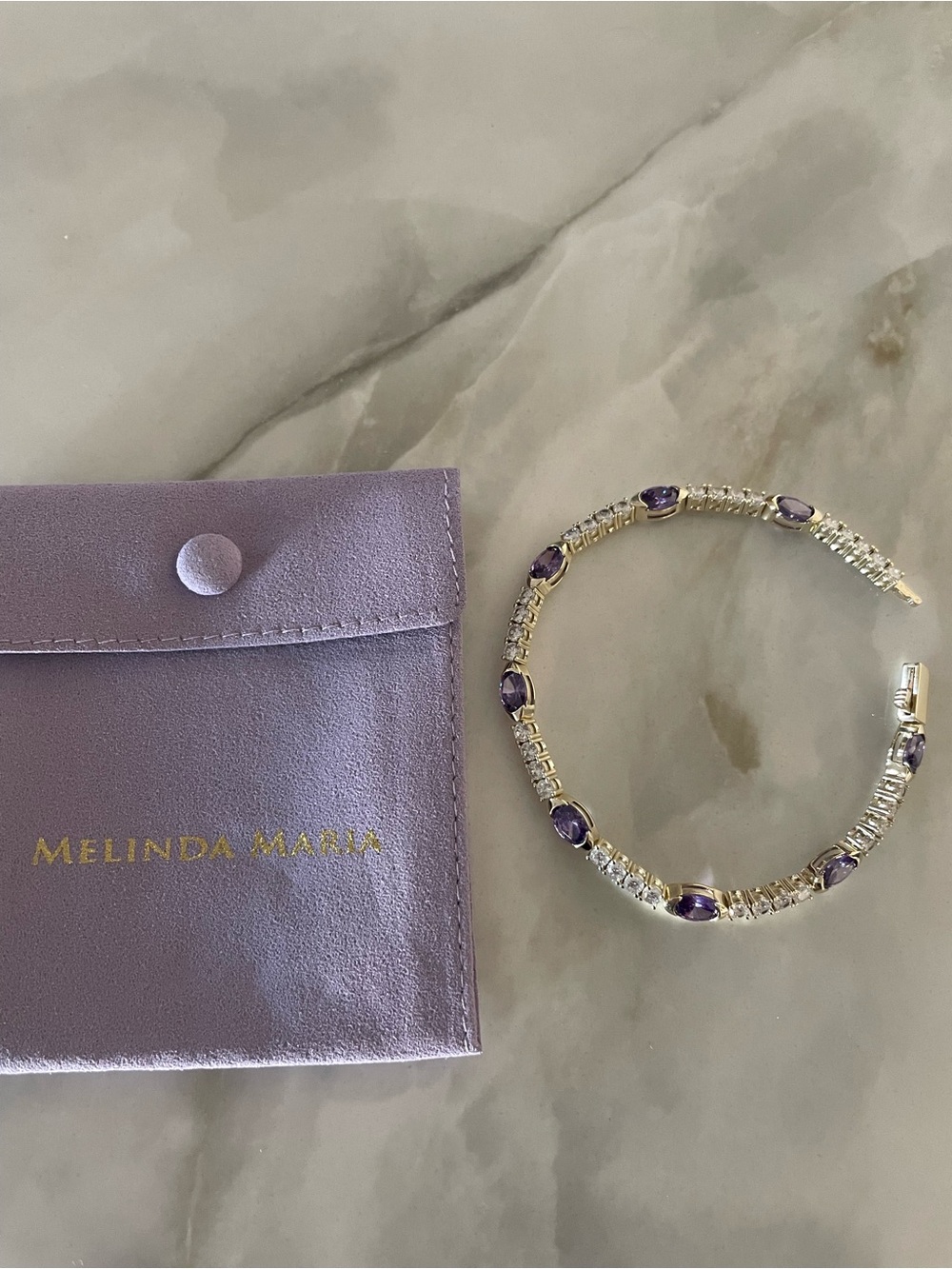 NWT Melinda Maria Gold “The Maven Tennis Bracelet 3mm” - Picture 3 of 8